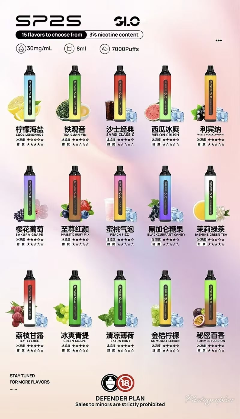 【15種口味】新款思博瑞拋棄式 SP2S GLO 7000口一次性電子煙